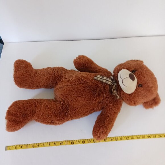 Goffa Teddy Bear Plush Stuffed Animal Large Jumbo 28" Long Plaid Bow 20" Sitting - Picture 7 of 7